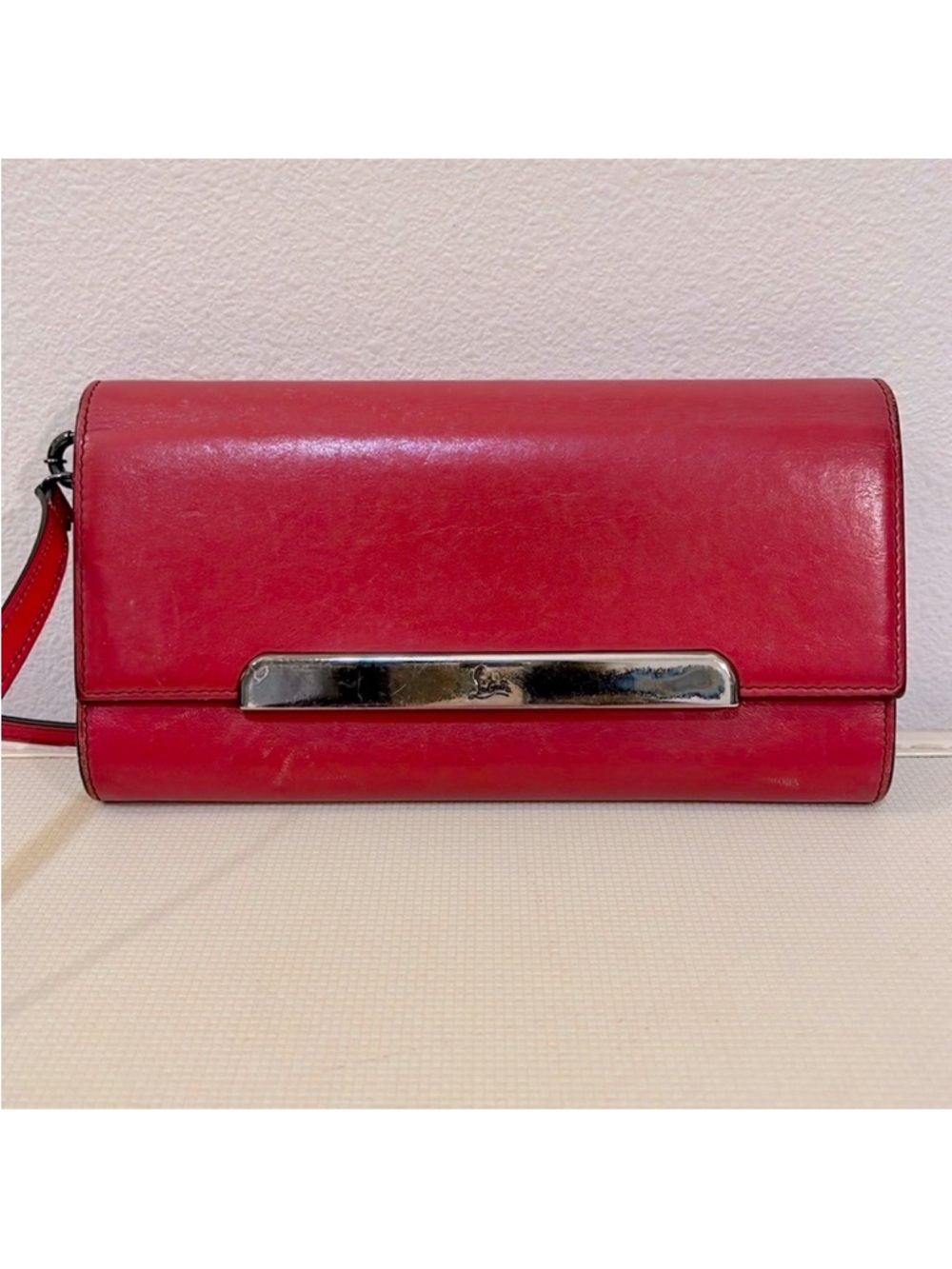 Christian Louboutin Red Long Wallet With Strap